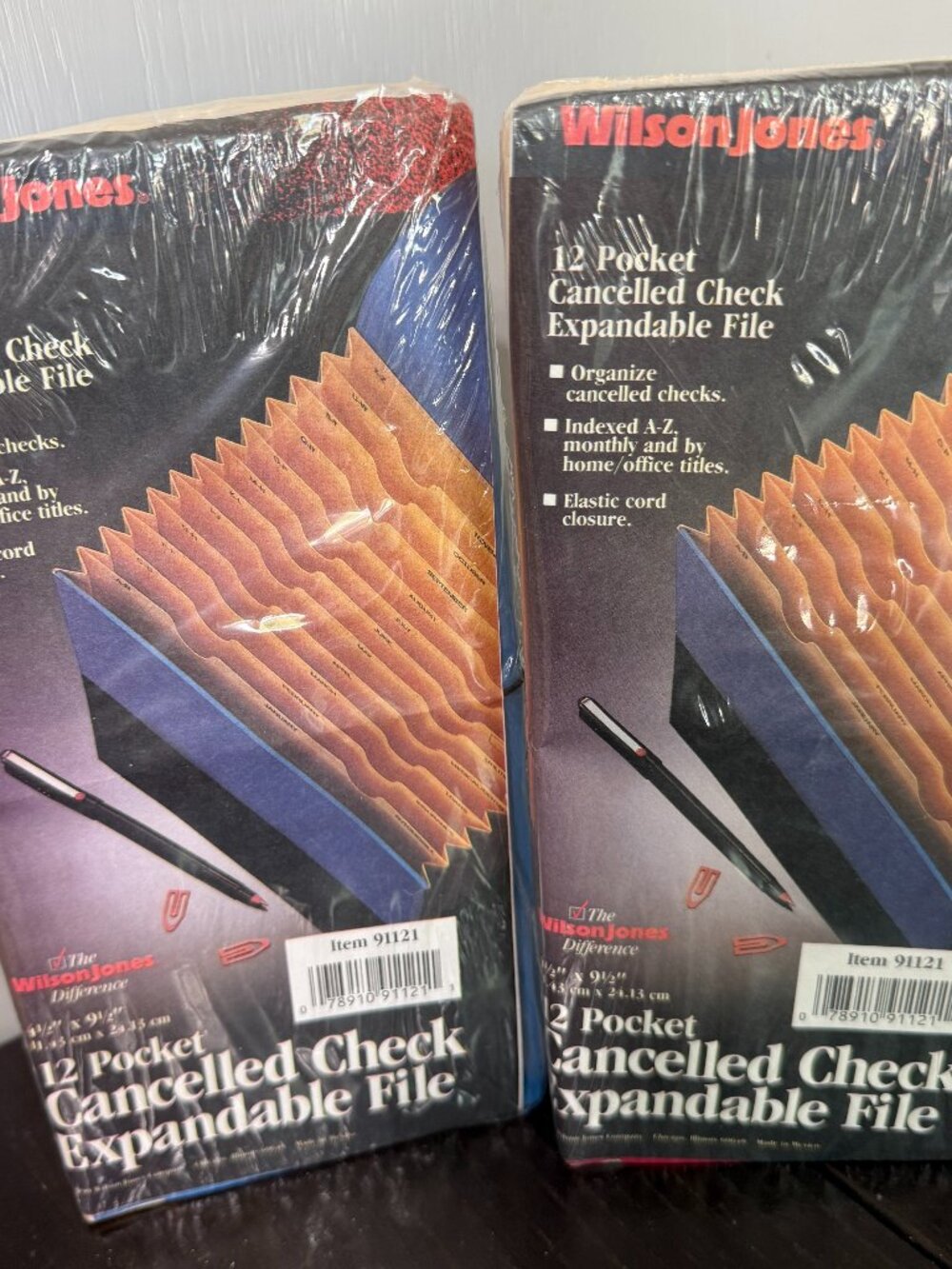 Vintage Wilson Jones 12 Pocket Cancelled Check Accordion File 9" x 4" New Set